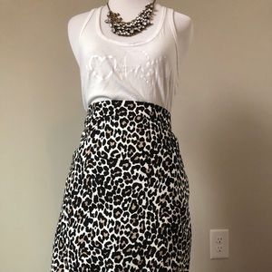 Jcrew pencil cotton leopard skirt